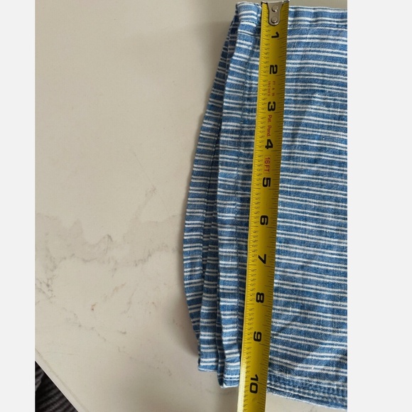 FAHERTY Linen Topsail Railroad Blue Stripe Mechanic Overalls Straight Leg Large - Picture 14 of 14